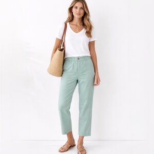 J.Crew Straight Leg Soft Coastal Sea Foam Cotton Ankle Pants Sz 8 💚